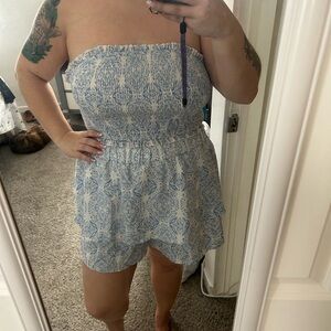 Blue Strapless Two Piece Skort and Top